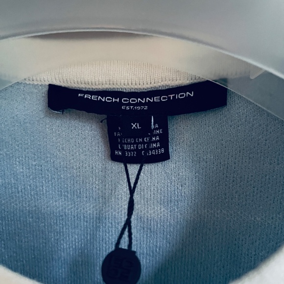 French Connection Sleeveless Round Neck White Check Blue Knit Mini Dress XL - Picture 6 of 11